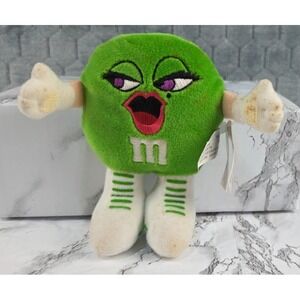 Vintage 1998 M&M's Plush Green 5" Female Girl Swarmees  Expressive Emerald